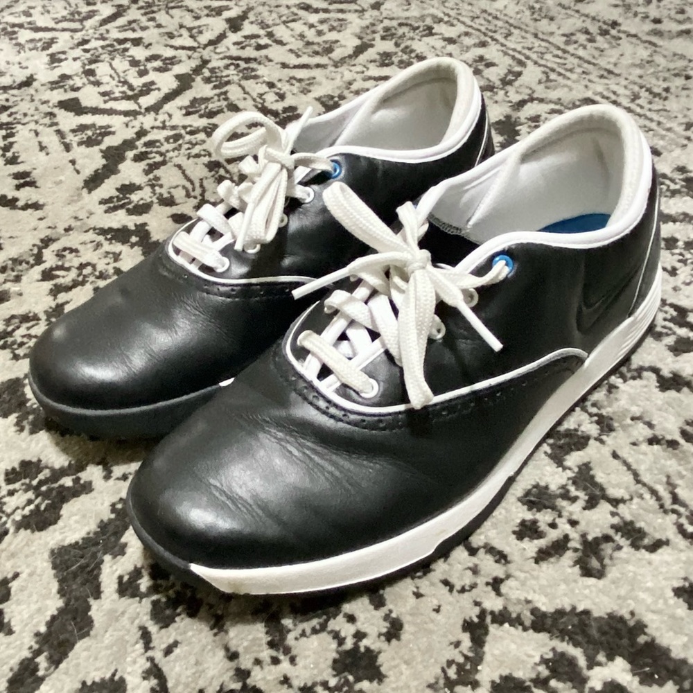 Nike Lunarlon Black Leather Golf Shoes